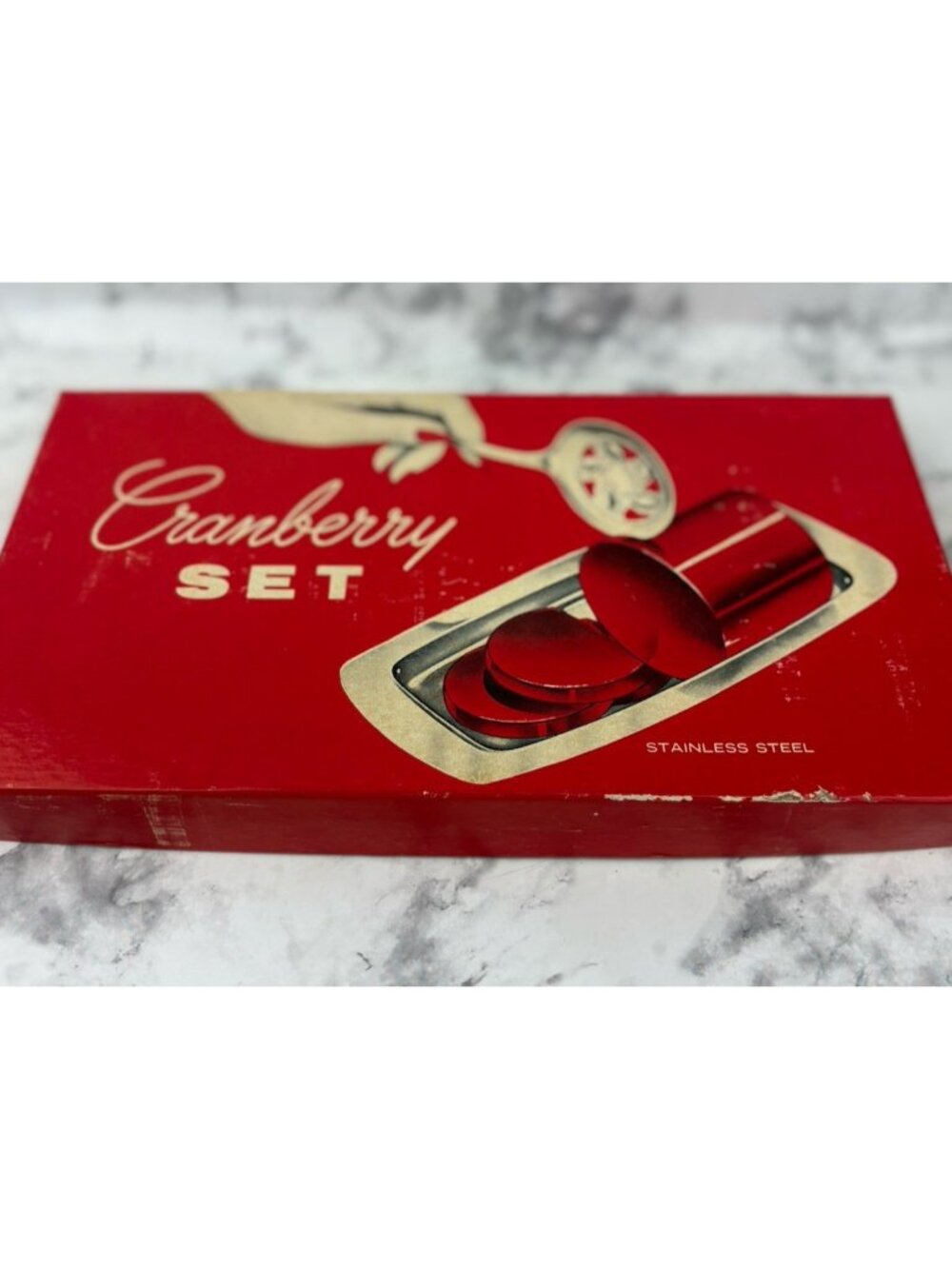 *Vintage Leonard Stainless Steel 18/8 Cranberry Serving Set Holiday Thanksgiving